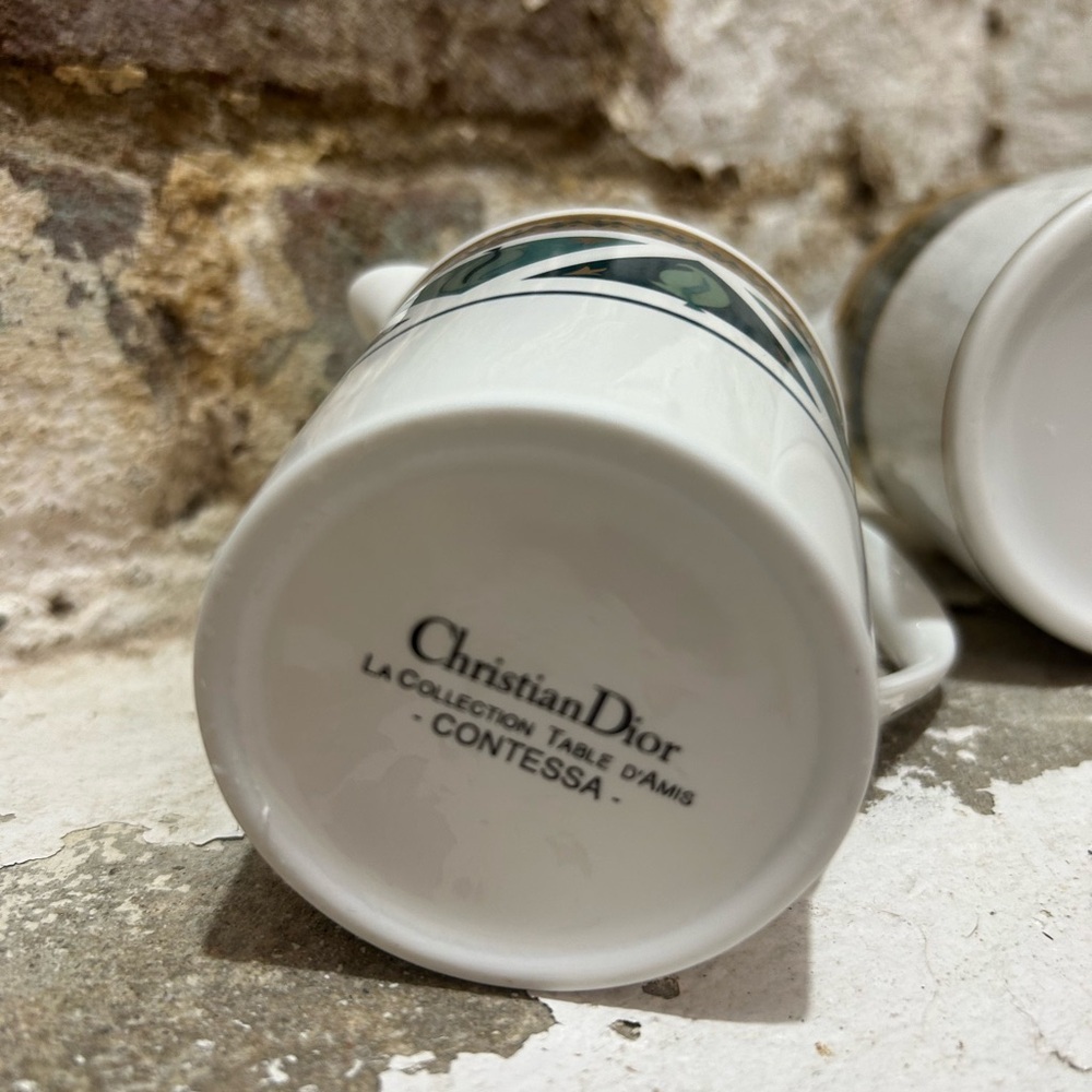 Vintage CHRISTIAN DIOR Creamer Set. 
3 Green and Gold Creamers perfect for milk - Picture 6 of 11